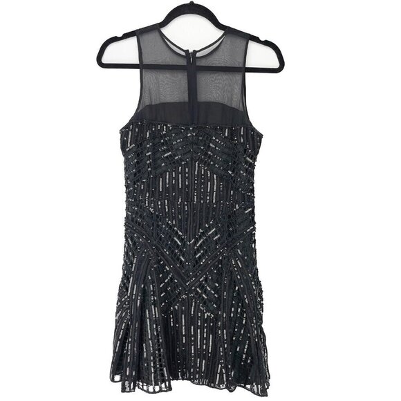 PARKER Designer LBD 100% Silk Sequins Sheer Fit-and-Flare Mini Black Dress sz 6 - Picture 10 of 10